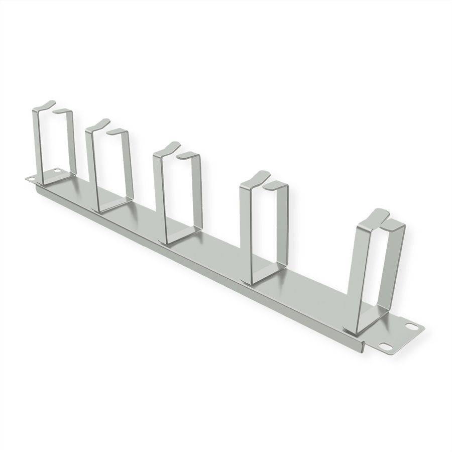 VALUE 19" 1U Cable Management Plate, G-Type, 5 Hooks, grey