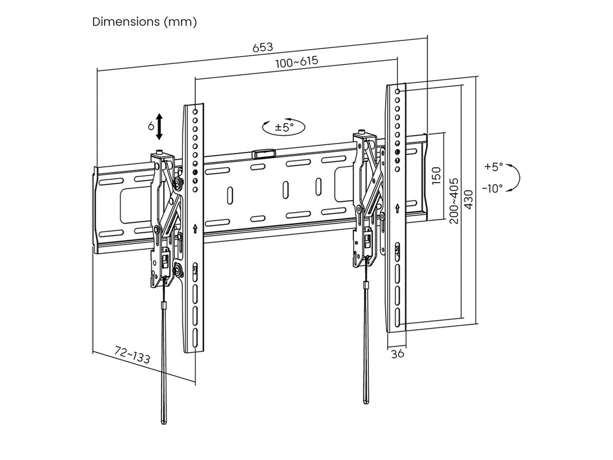 VALUE TV Wall Mount, tiltable, 37" - 80" (93,98 - 203,2 cm), < 75kg, VESA 600x400