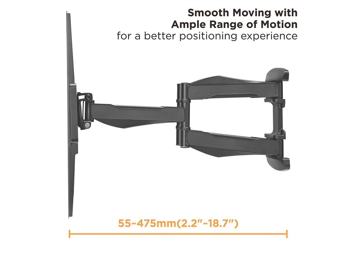 VALUE Solid Articulating Wall Mount TV Holder, up to 177.8cm (37" - 70"), < 45 kg