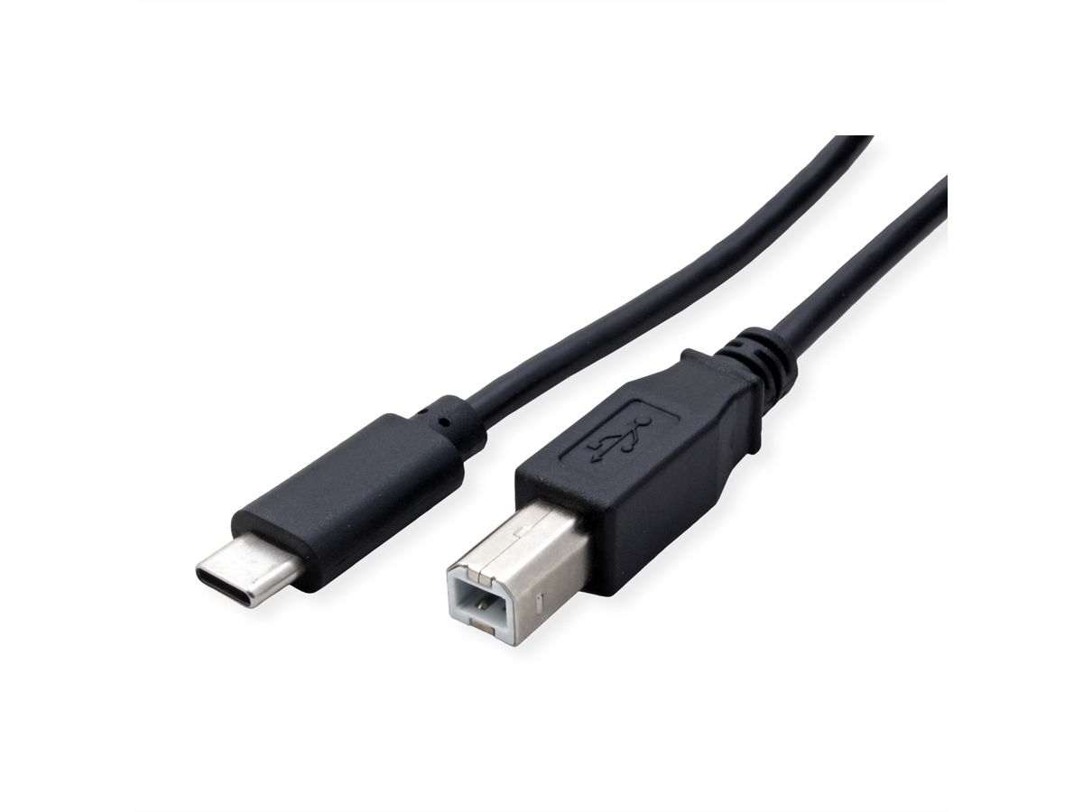 ROLINE USB 2.0 Cable Type C, C-B, M/M, black, 1.8 m