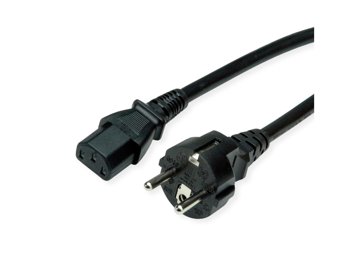 ROLINE Power Cable, straight IEC Connector, black, 1.8 m