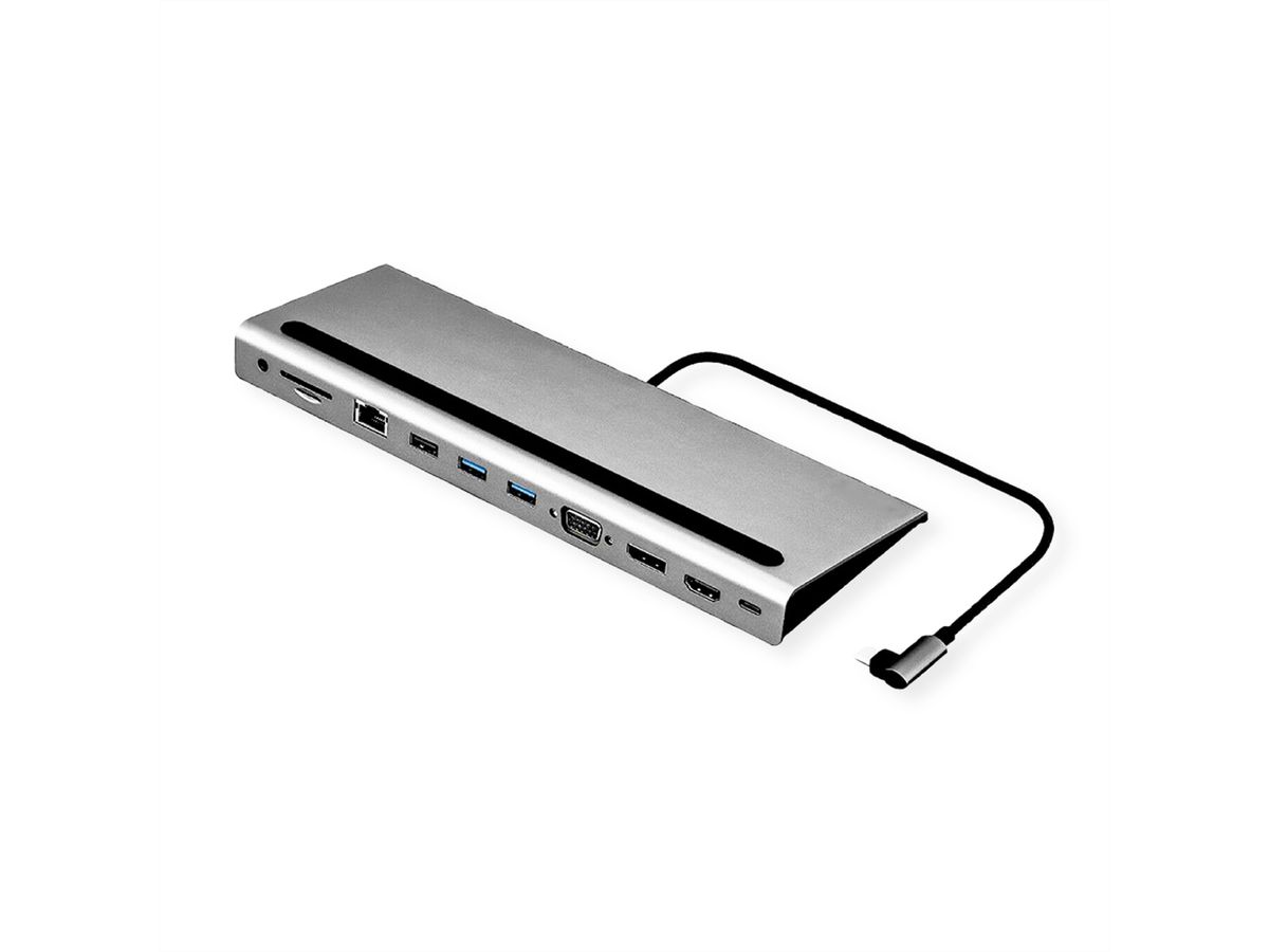 USB 3.2 Gen 2 Type C Multiport Docking Station, 4K HDMI/DP, VGA, 2x USB 3.2 Gen 1, 1x USB 2.0, 1x SD/Micro SD Card Reader, 1x USB Type C PD (Power Delivery), 1x Gigabit Ethernet, 1x 3.5mm Audio