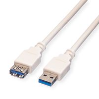 VALUE USB 3.2 Gen 1 Cable, A - A, M/F, white, 0.8 m