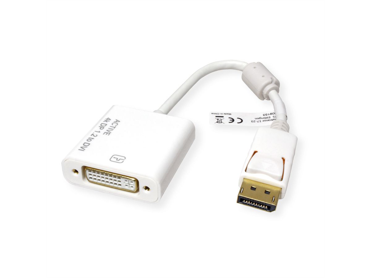 ROLINE 4K DisplayPort-DVI Adapter, DP M - DVI F