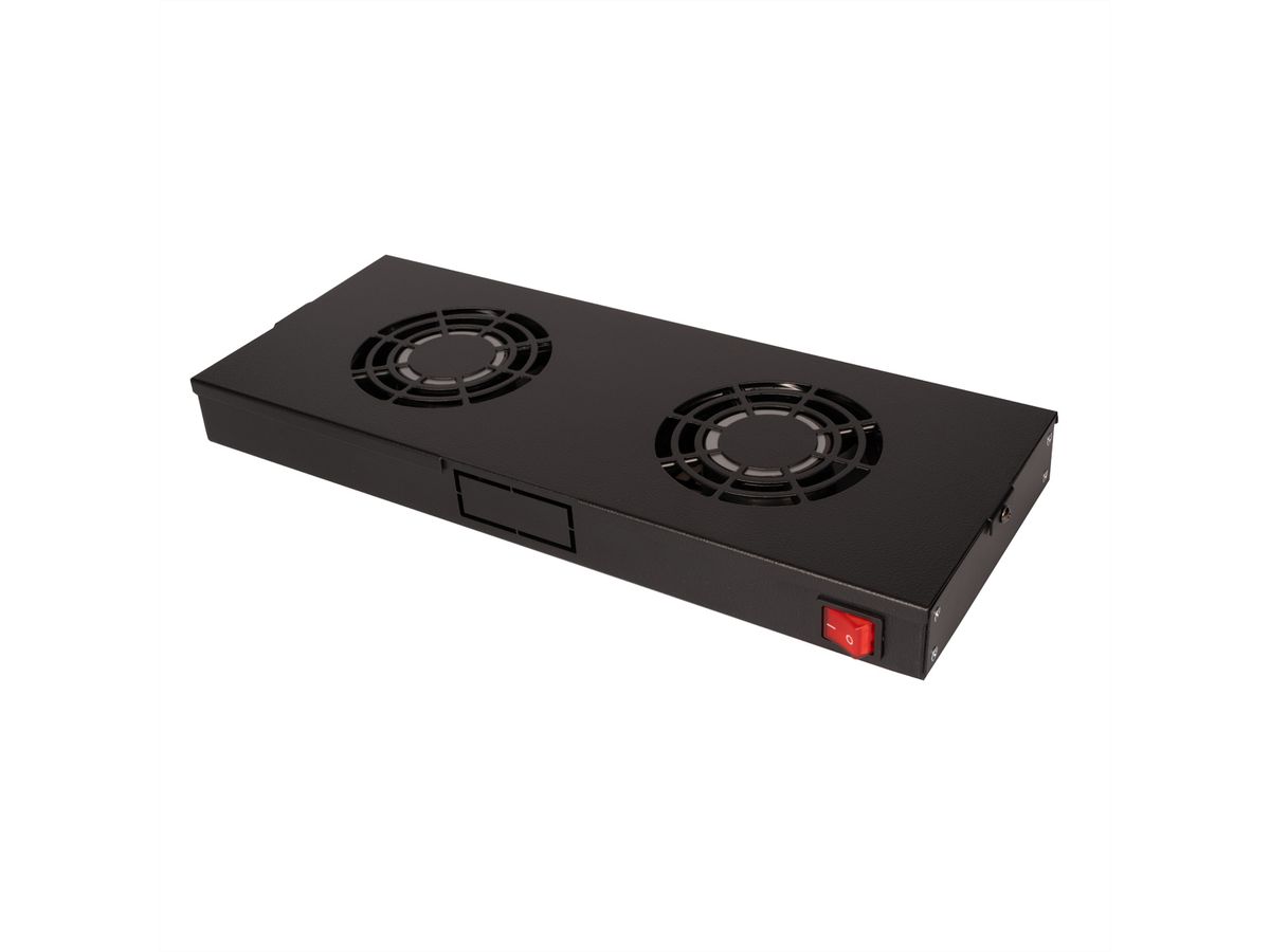 ROLINE 19" Fan unit with 2 fans, ON/OFF black