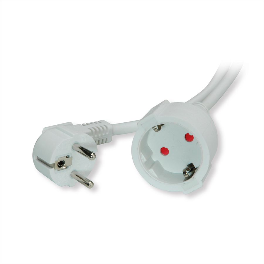 VALUE Extension Cable with 3P. German connectors, AC 230V, white, 3 m