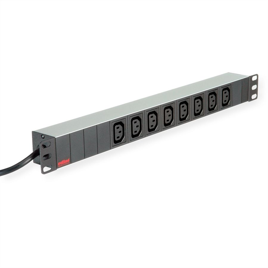 ROLINE 19" PDU for Cabinets 8x 3600W, IEC320 C13 - German Type M, silver, 2 m