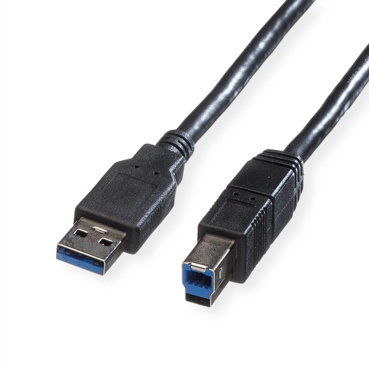 ROLINE USB 3.2 Gen 1 Cable, A - B, M/M, black, 0.8 m - SECOMP 