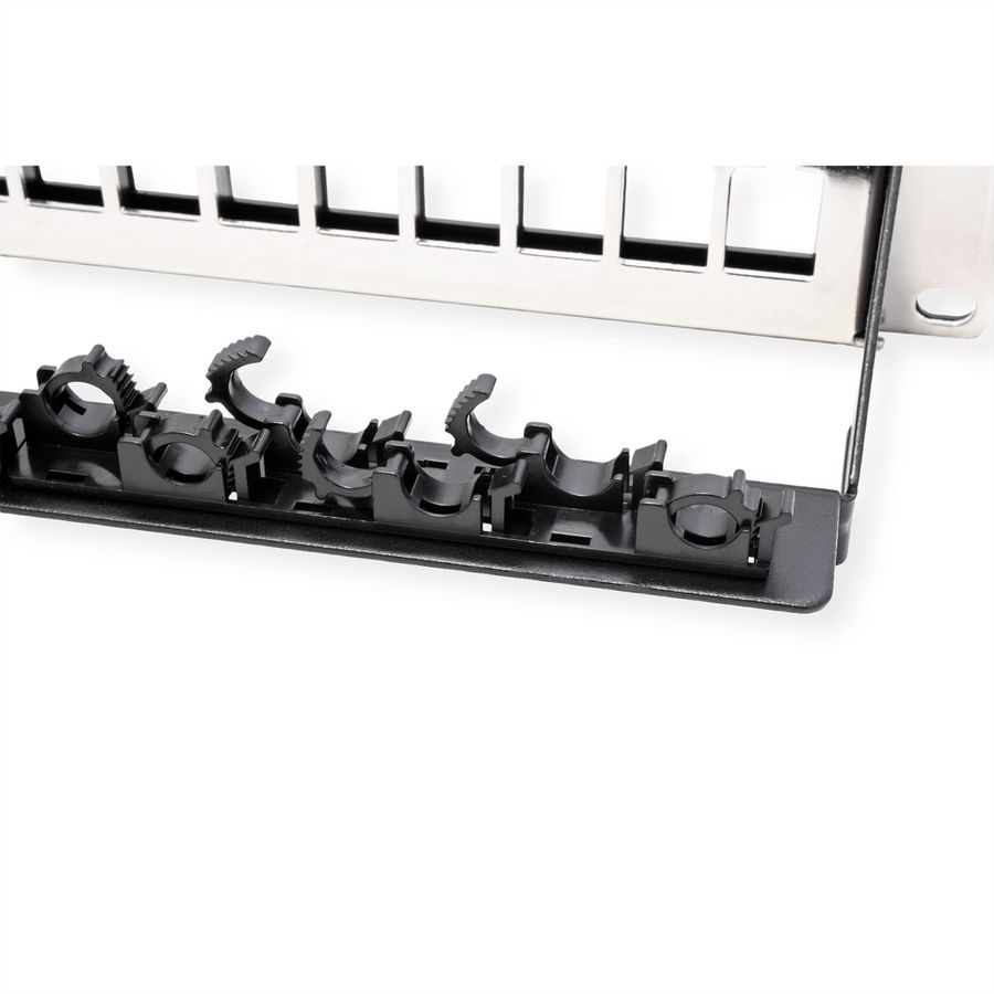 ROLINE Keystone 19'' Module Frame, empty, 24 ports, shielded, clip fixing, black