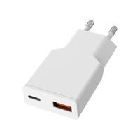 VALUE USB Wall Charger, EU Plug, 2x Ports (A+C), 20W