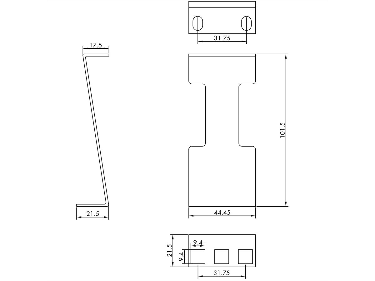 VALUE 19" Rack Depth Extender, 2 pcs, 1U, metal, 101.5mm