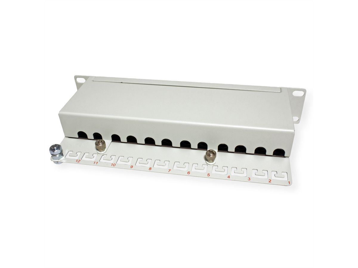 ROLINE Cat.6A (Class EA) 10-inch Patch Panel, 12 Ports, STP, grey
