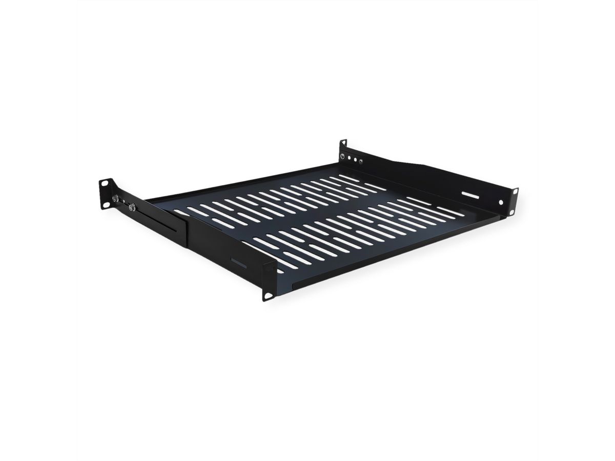 VALUE 19"-Fixed Shelf, 440 x 350mm, max. 25kg, 1U, U-Shape, black