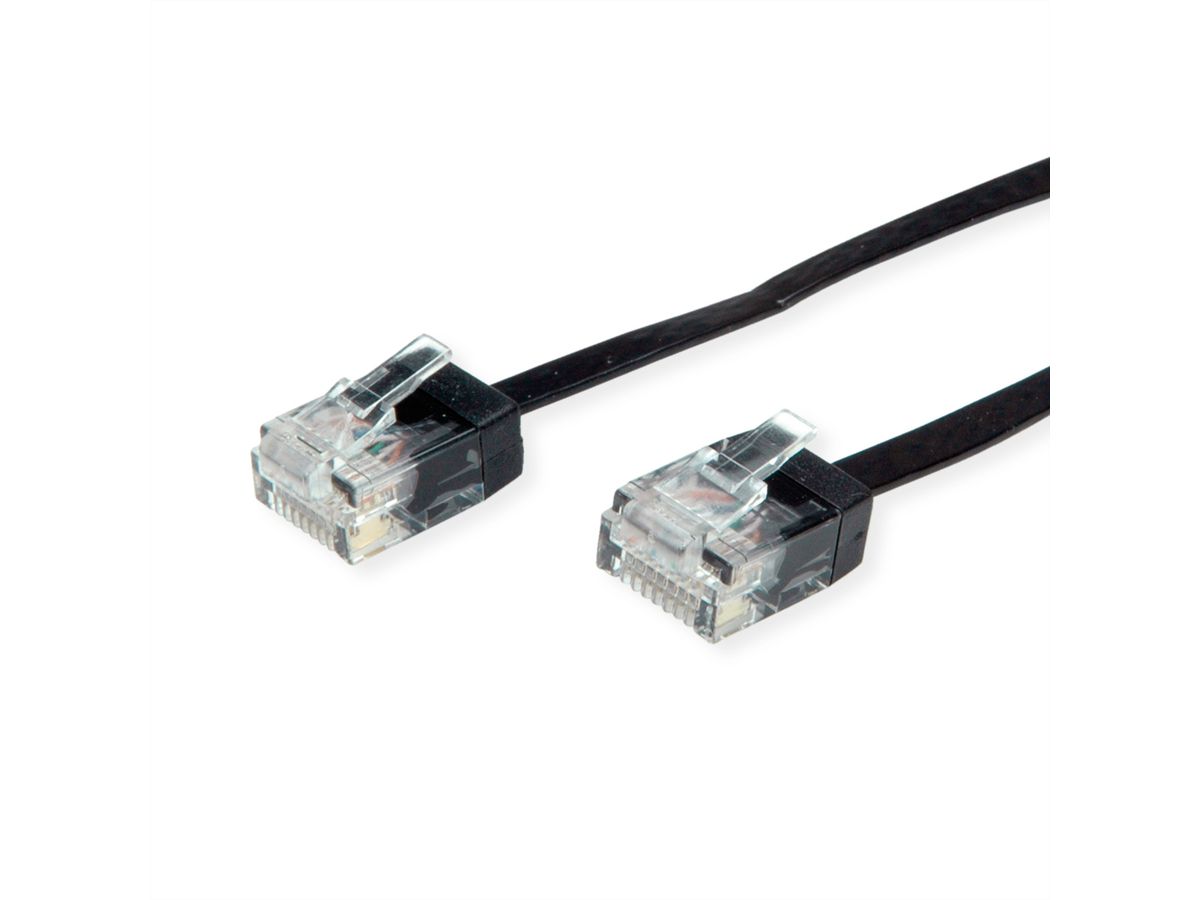 ROLINE Traveller UTP Patch Cord, Cat.6A (Class EA), extra-flat, black, 1 m