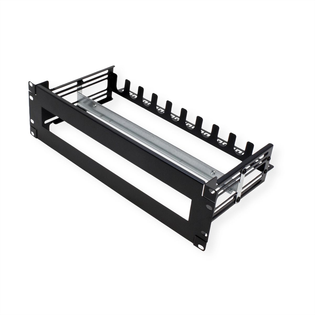 VALUE 19" Support Frame for DIN Rail-Mounted Devices, 3U, with Cable Management, black