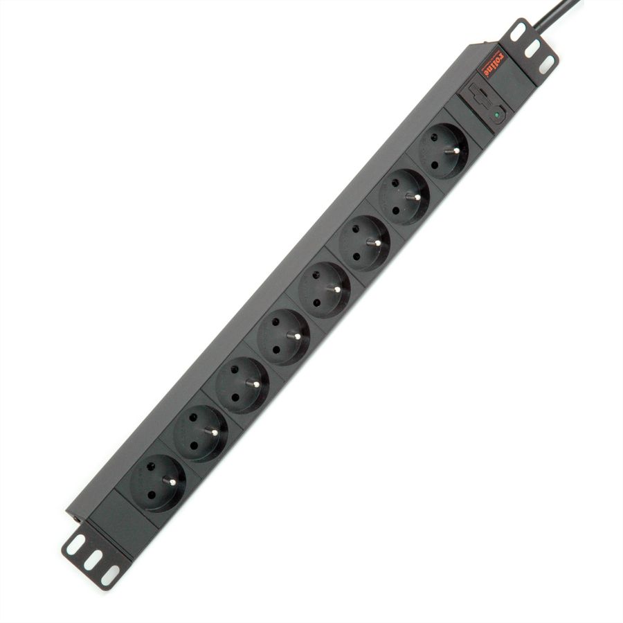 ROLINE 19" PDU for Cabinets 8x 2300W, UTE Version, IEC320 C14 M, black, 2 m