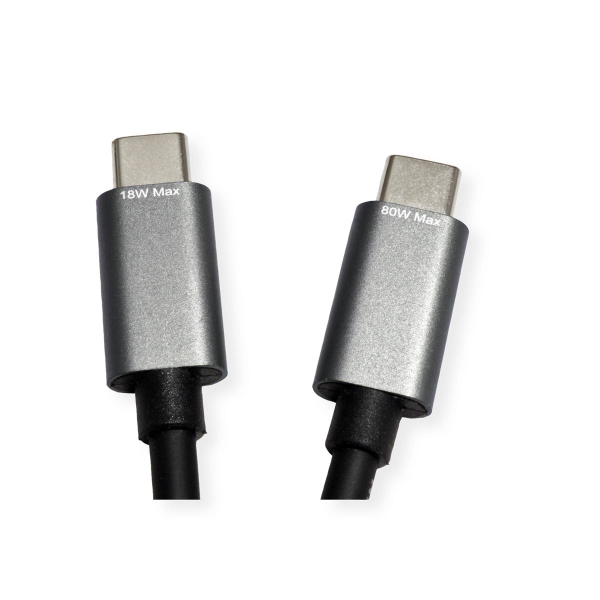 ROLINE Y - Splitter Charging Cable, Type C Connectors, USB-C - USB-C, M/M, max. 100W, black, 1.85 m