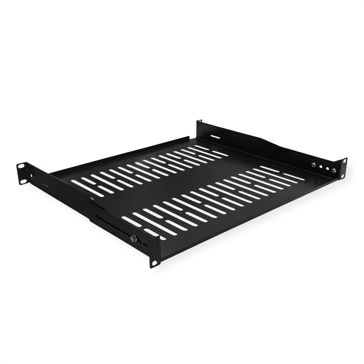 VALUE 19"-Fixed Shelf, 440 x 400mm, max. 25kg, 1U, U-Shape, black