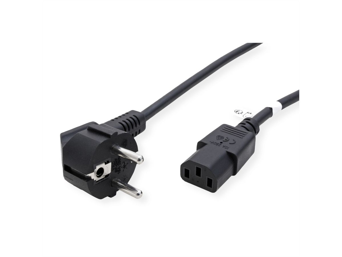 ROLINE GREEN Power Cable, straight IEC Connector, black, 3 m