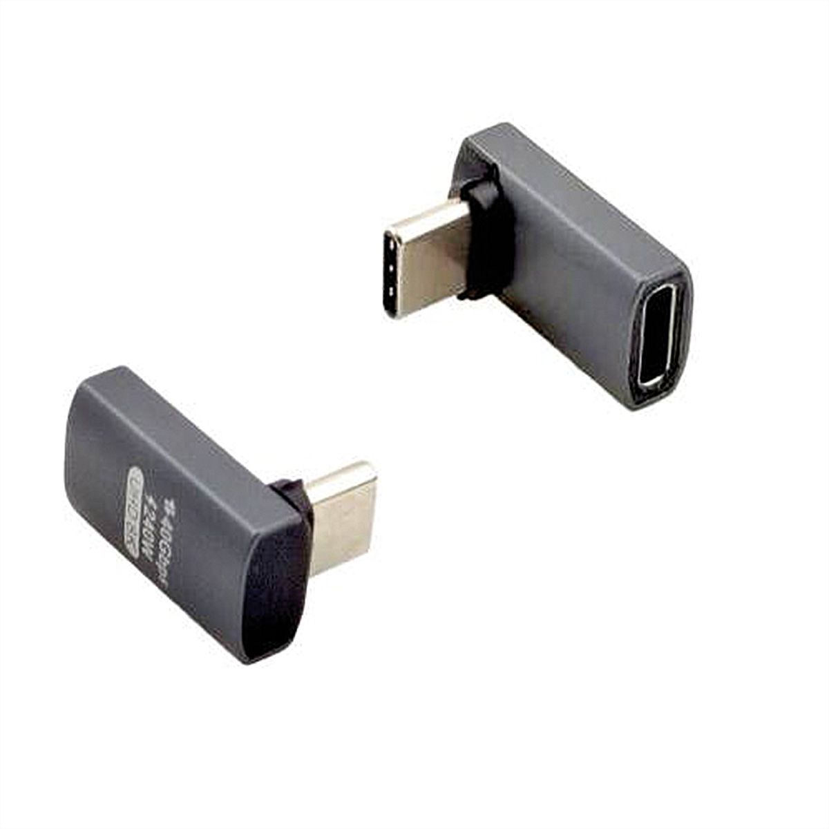 ROLINE Adapter, USB4 Gen 3x2, Aluminum, 90° wide, Type C, M/F, silver