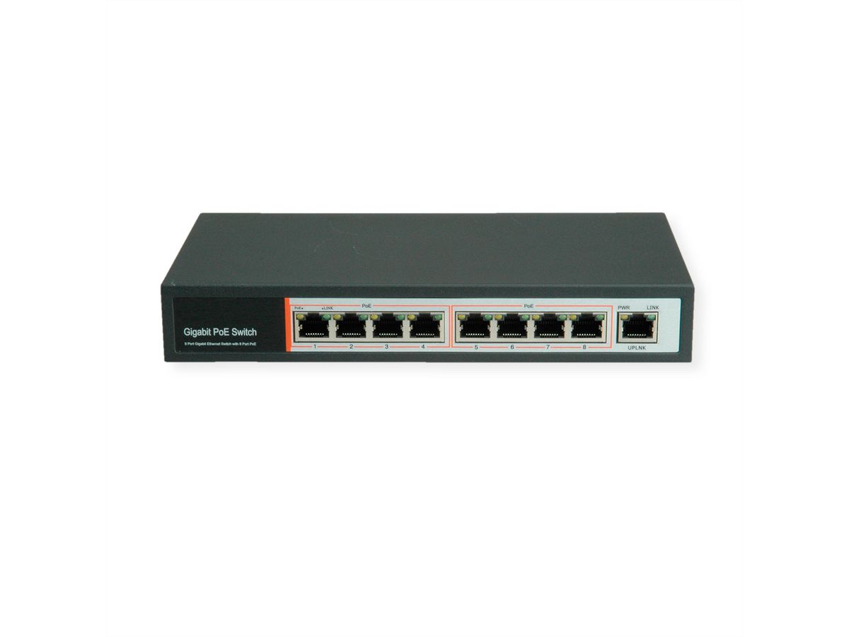 VALUE PoE Switch, Gigabit Ethernet, 8 Ports