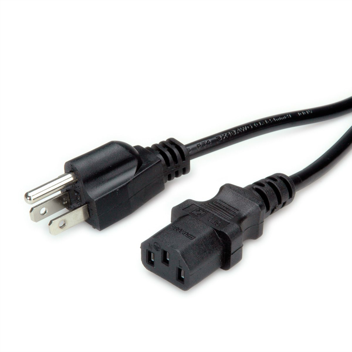 Power Cable, NEMA-5 - IEC C13 Conncector, USA, black, 1.8 m