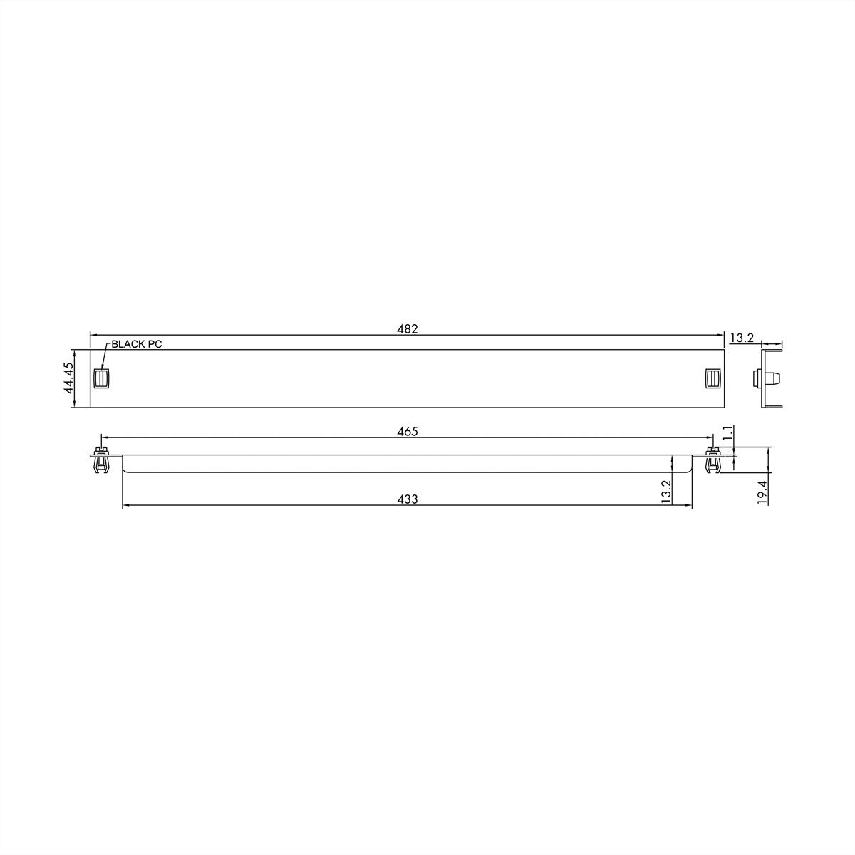 VALUE 19" Blank Panel, Snap-in, 1U, Metal, black