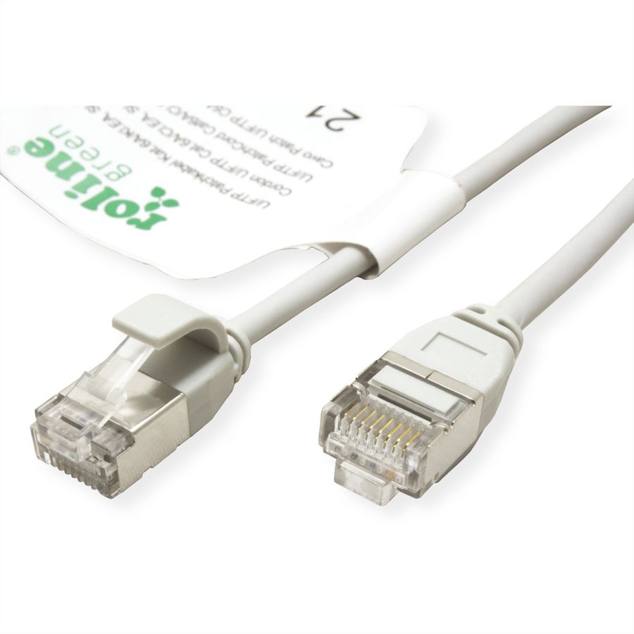 ROLINE GREEN U/FTP DataCenter Patch Cord Cat.6A (Class EA), LSOH, slim, grey, 0.3 m