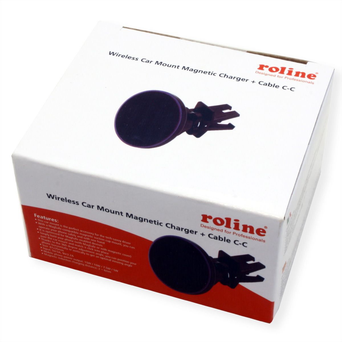 ROLINE Wireless Charger (15W) and Car Smartphone Holder, Magnetic