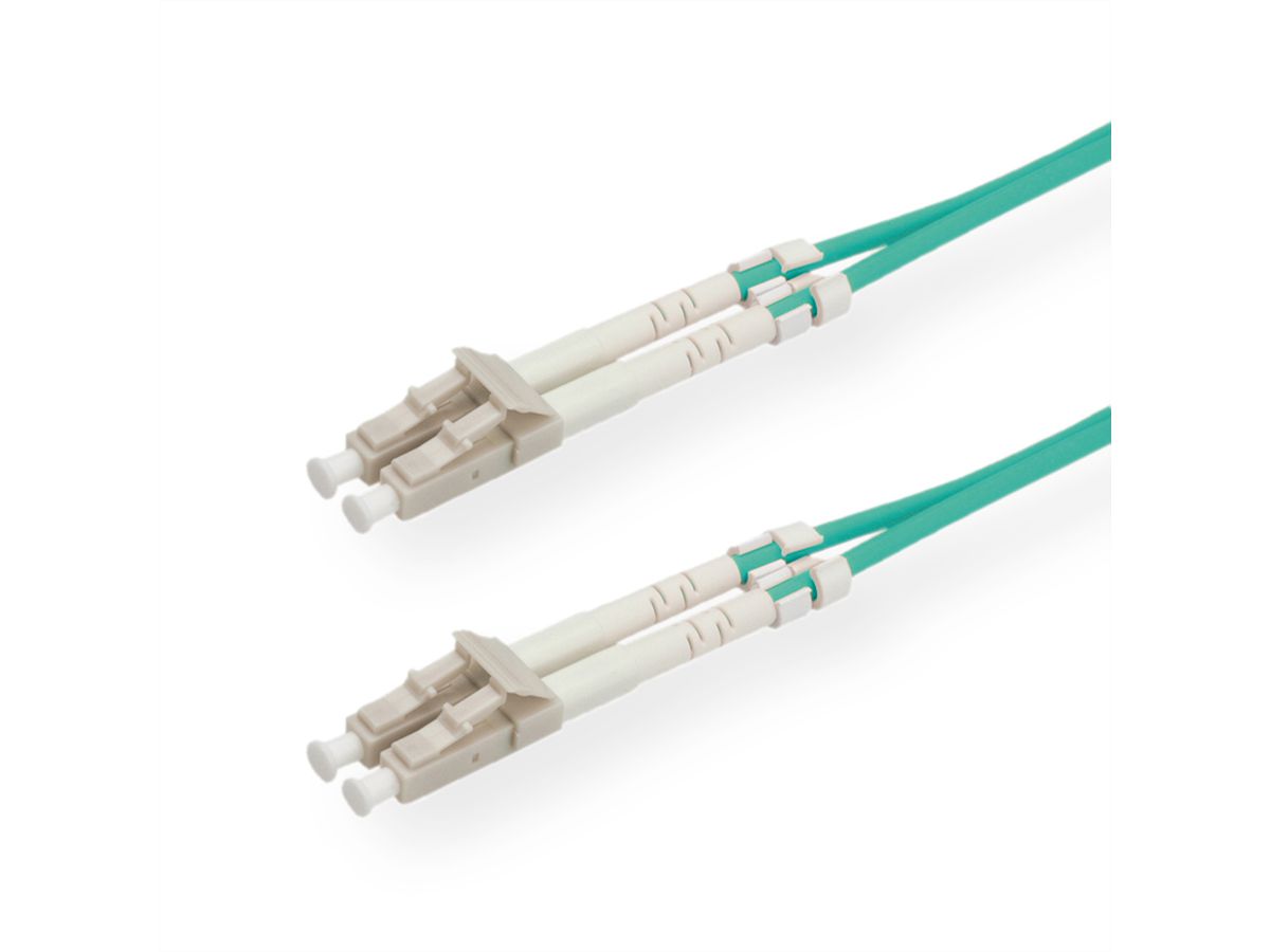 ROLINE FO Jumper Cable 50/125µm OM3, LC/LC, Low-Loss-Connector, turquoise, 15 m