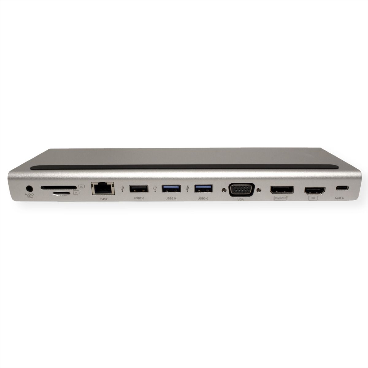 VALUE USB-C Multiport Docking Station, 4K HDMI/DP, VGA, USB 3.2 Gen 1, USB 2.0, SD/Micro SD Card Reader, Power Delivery, Gigabit Ethernet, 3.5mm Audio