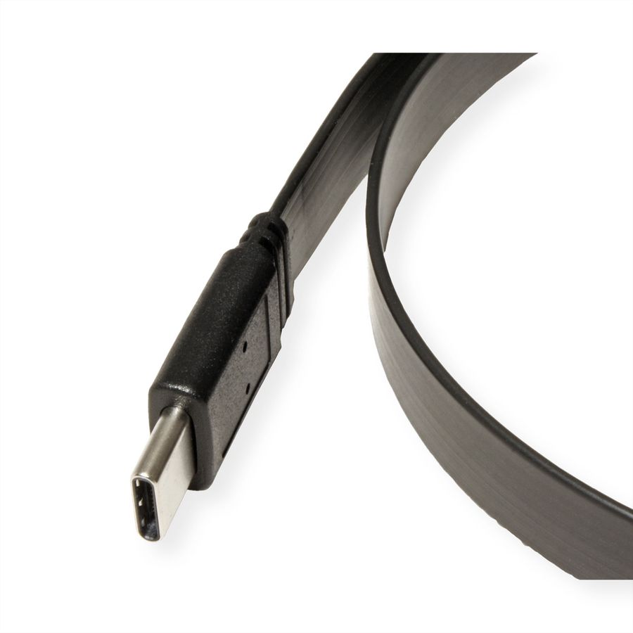 VALUE USB4 Gen 3 Cable, PD, C-C, M/M, 8K UHD-2, 40Gbit/s, Emark, 100W, extra-flat, black, 0.5 m