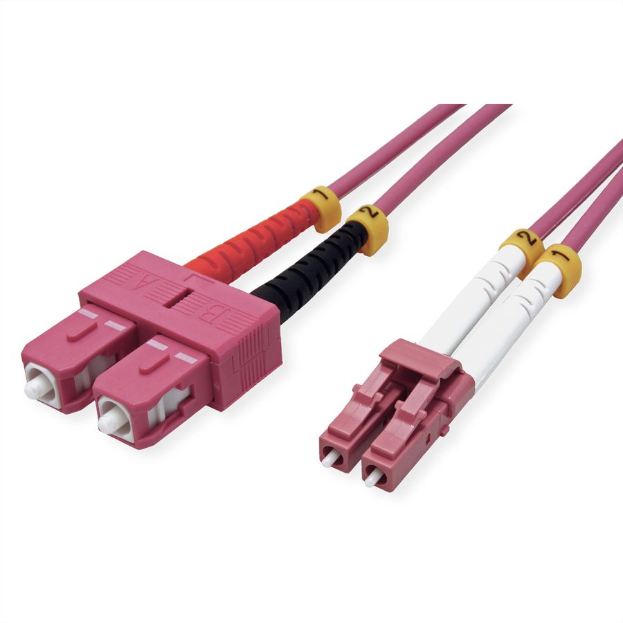 VALUE Fibre Optic Jumper Cable, 50/125µm, LC/SC, OM4, LSOH, violet, 0.5 m
