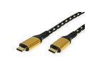ROLINE GOLD Cable USB4 Gen3x2, with Emark, C–C, M/M, 100W, black / gold, 2 m