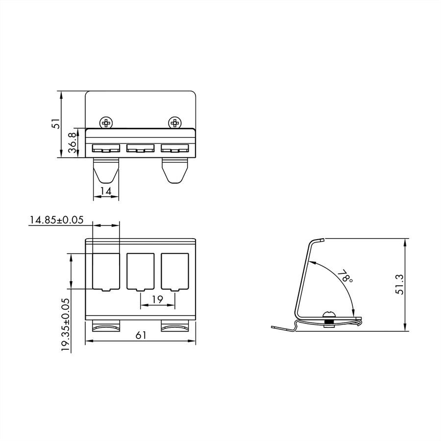 ROLINE DIN Rail Adapter, empty, for 3x Keystones