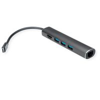 VALUE USB-C docking station, 4K HDMI, 3x USB 3.2 Gen 1, Gigabit Ethernet, grey