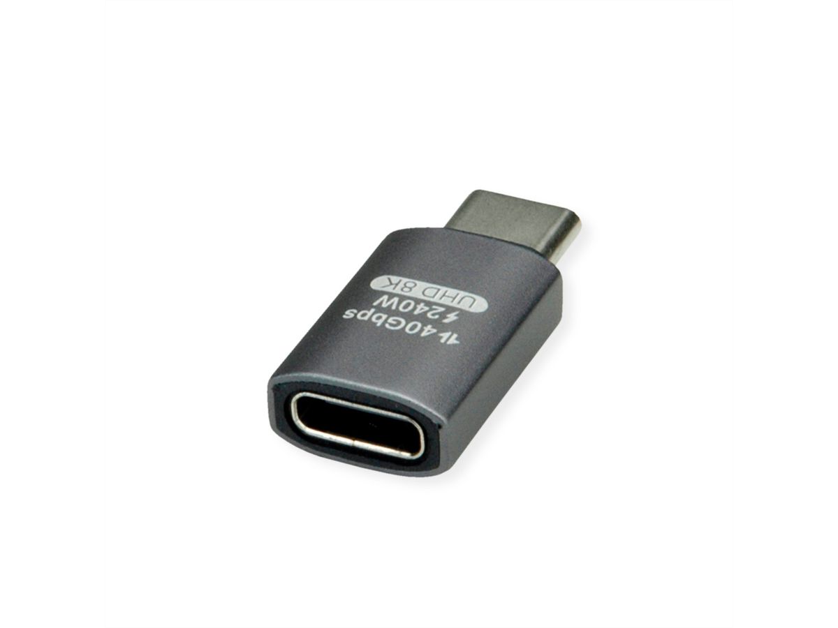 ROLINE Adapter, USB4 Gen 3x2, Aluminum, Type C, M/F, silver