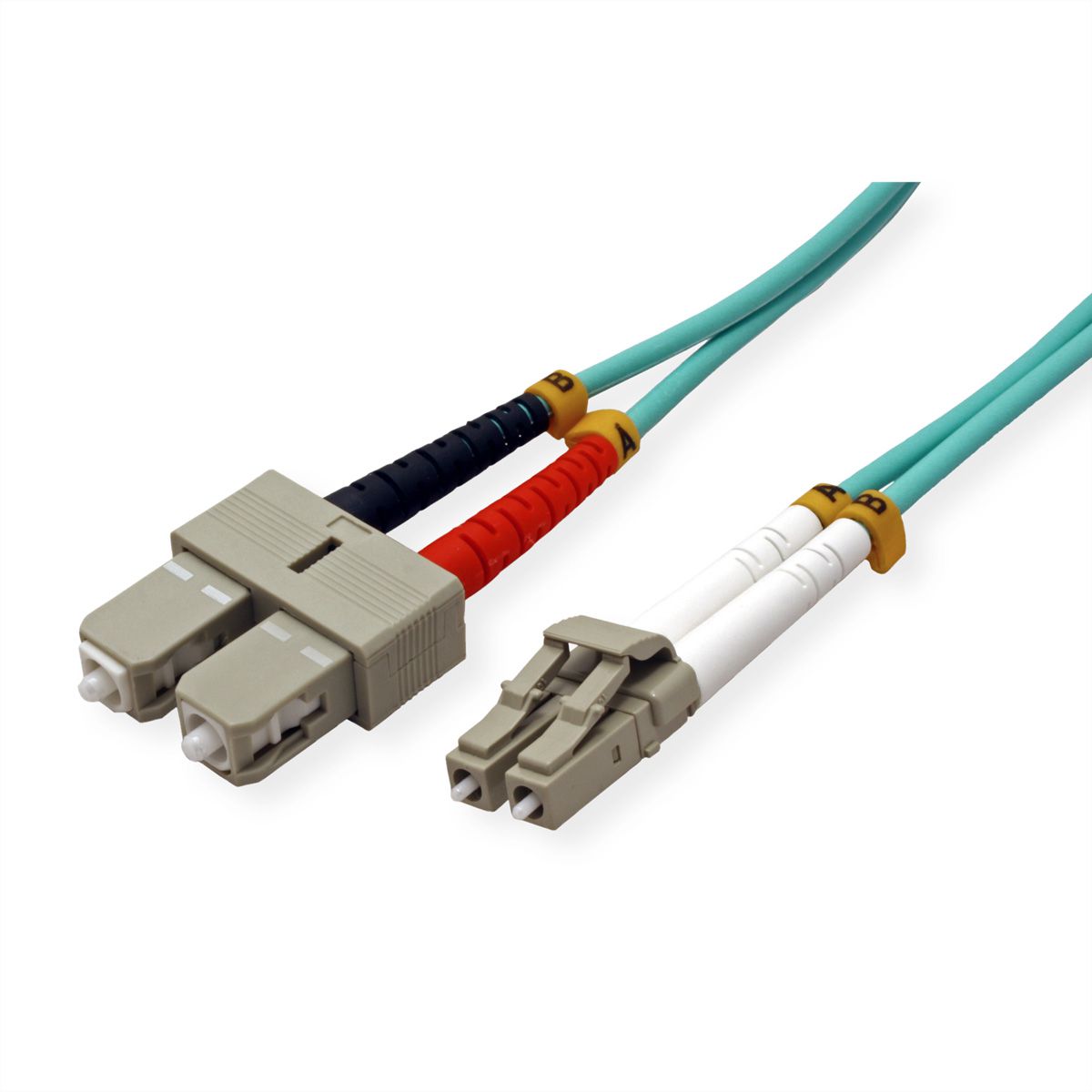 VALUE Fibre Optic Jumper Cable, 50/125µm, LC/SC, OM3, LSOH, turquoise, 1 m