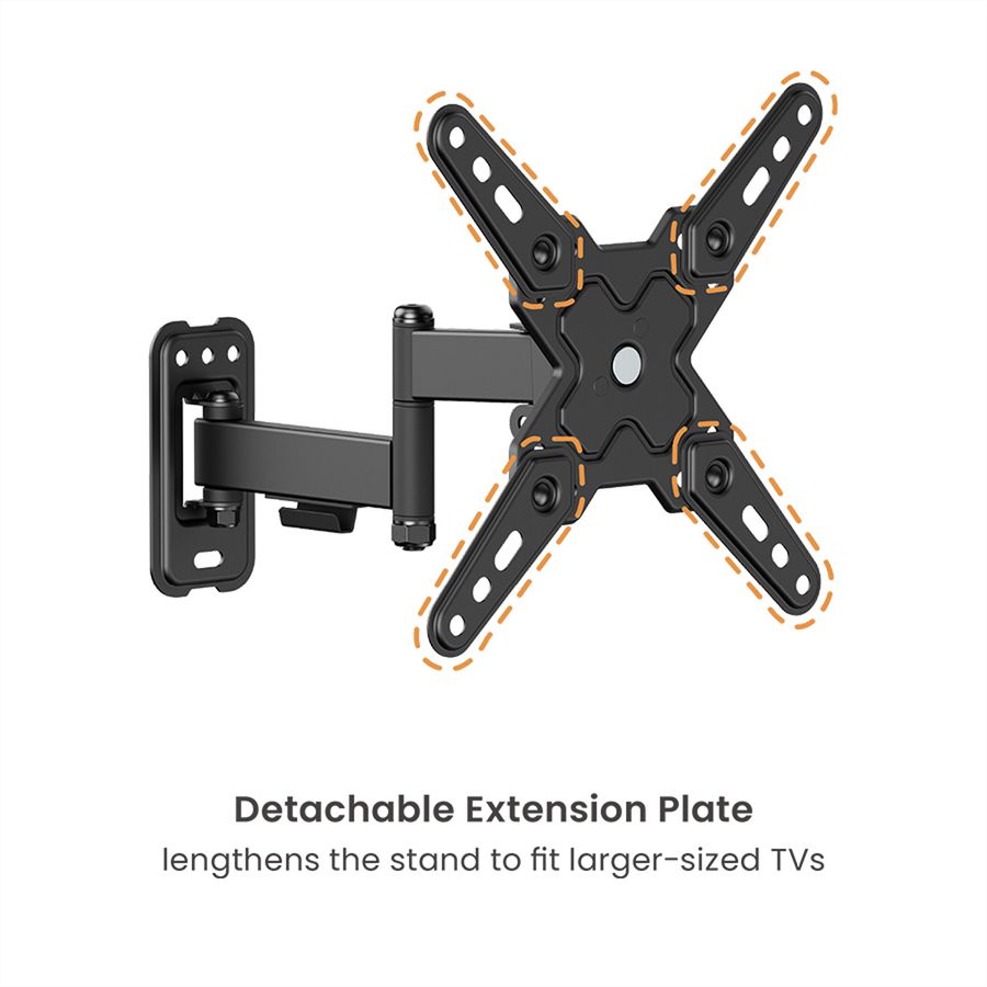 VALUE TV Monitor Arm, Wall Mount, 3 joints, 13–43 inch, max. 20 kg