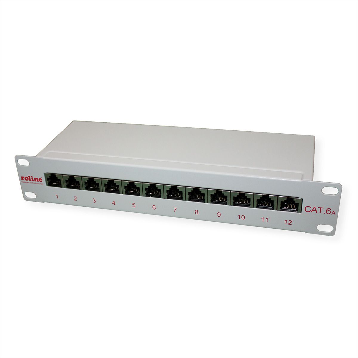 ROLINE Cat.6A (Class EA) 10-inch Patch Panel, 12 Ports, STP, grey