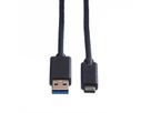 ROLINE GREEN USB 3.2 Gen 1 Cable, A-C, M/M, black, 1 m