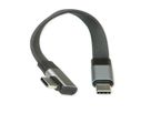 ROLINE Cable USB4 2.0, Flat, Straight-90° Angled, with Emark, C–C, M/M, 8K UHD-2, 80Gbit/s, 240W, black, 0.13 m