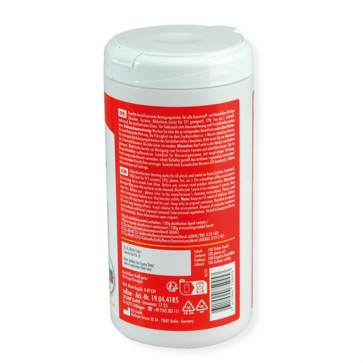ROLINE Disinfectant Computer Cleaning Wipes, 100 pcs.
