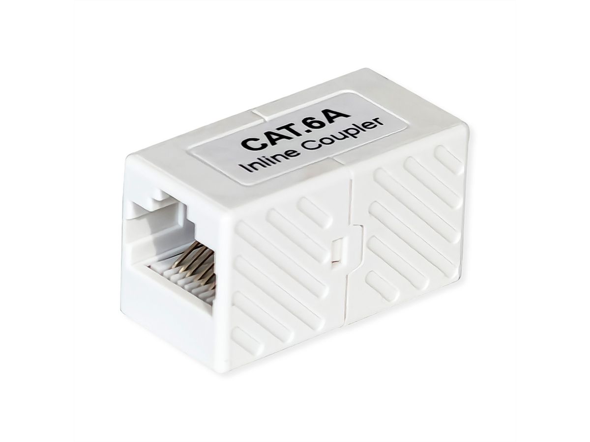 VALUE RJ-45 Mini Inline Coupler, Cat.6A (Class EA), unshielded, white