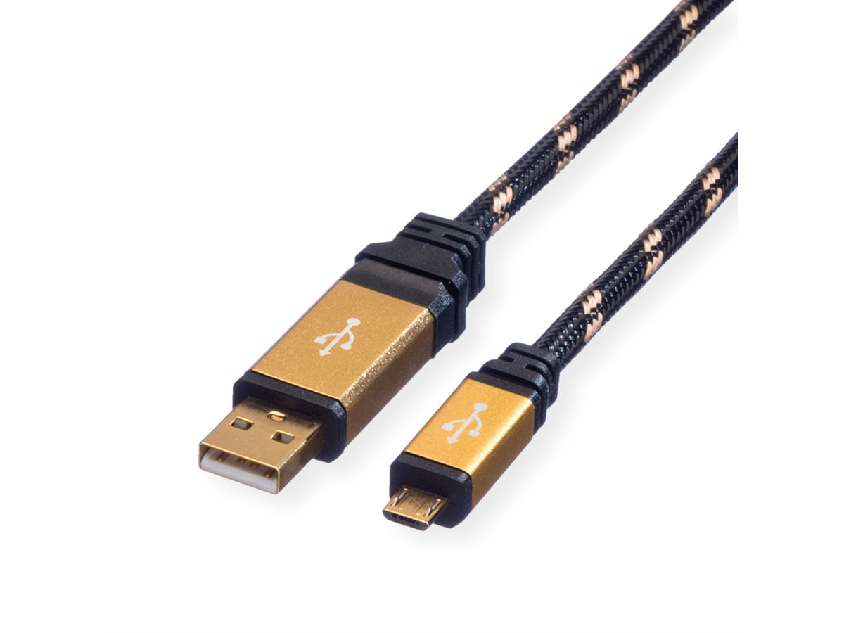ROLINE GOLD USB 2.0 Cable, A - Micro B, M/M, 1.8 m