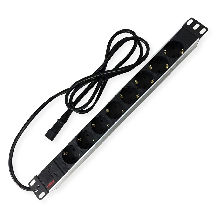 ROLINE 19" PDU for Cabinets 8x 2300W, IEC320 C14 M, silver, 2 m