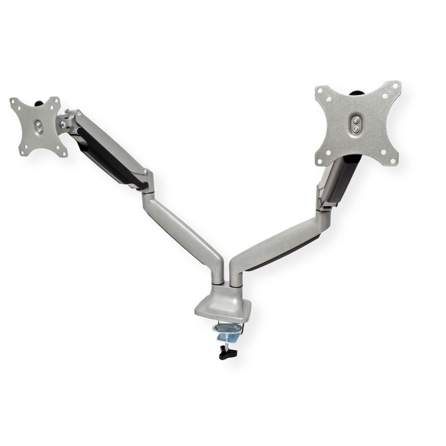 VALUE Dual LCD Monitor Arm, Desk Clamp, 6 Joints, height adjustable separately, gas spring