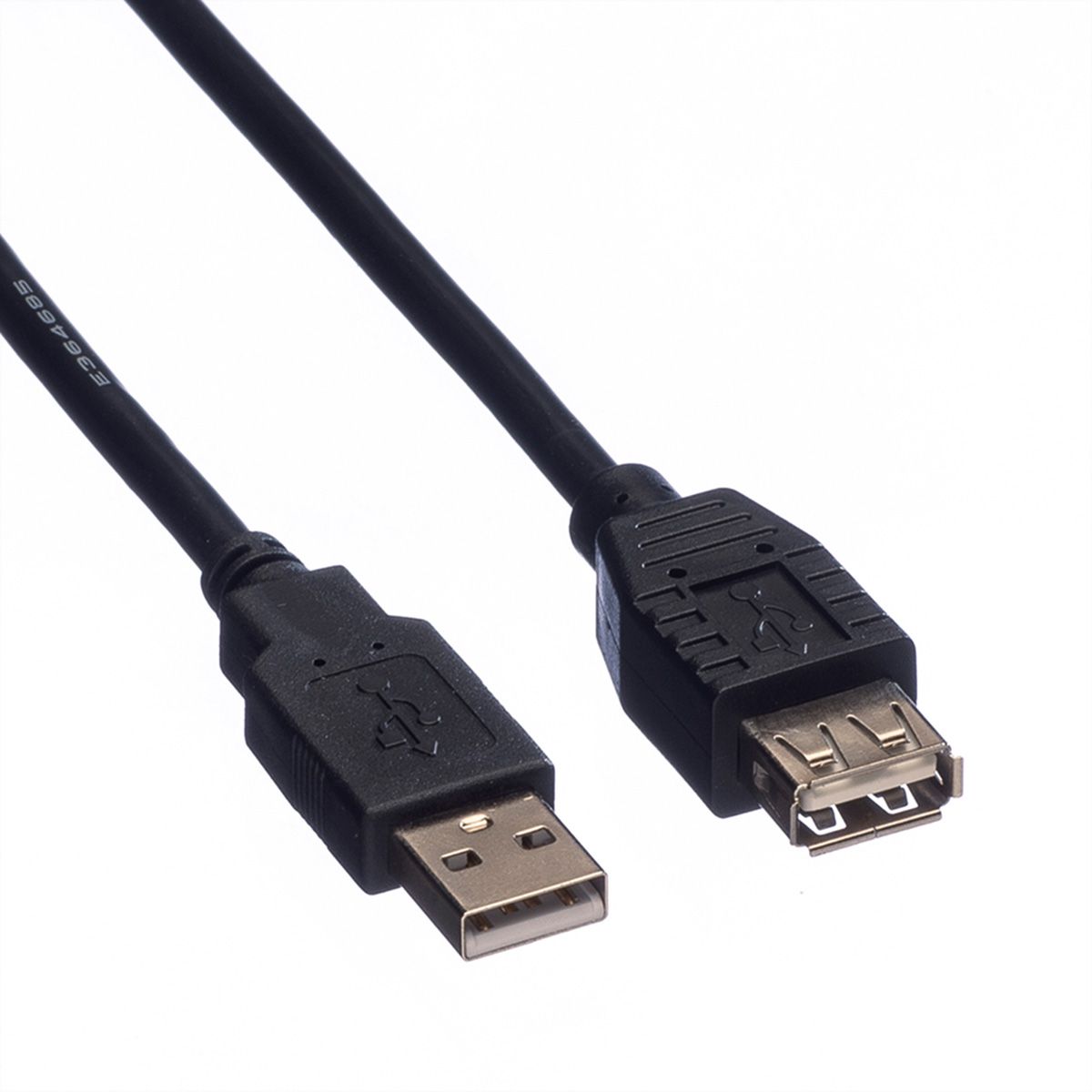 ROLINE USB 2.0 Cable, A - A, M/F, black, 1.8 m