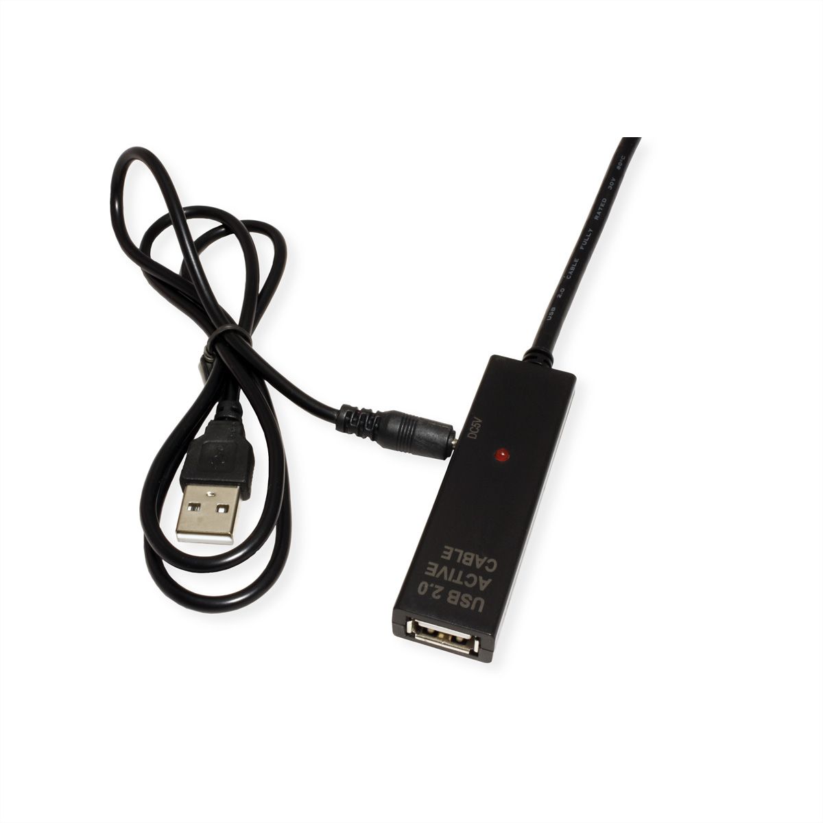 VALUE USB 2.0 Extension Cable, Active with Repeater, A - C, black, 10 m