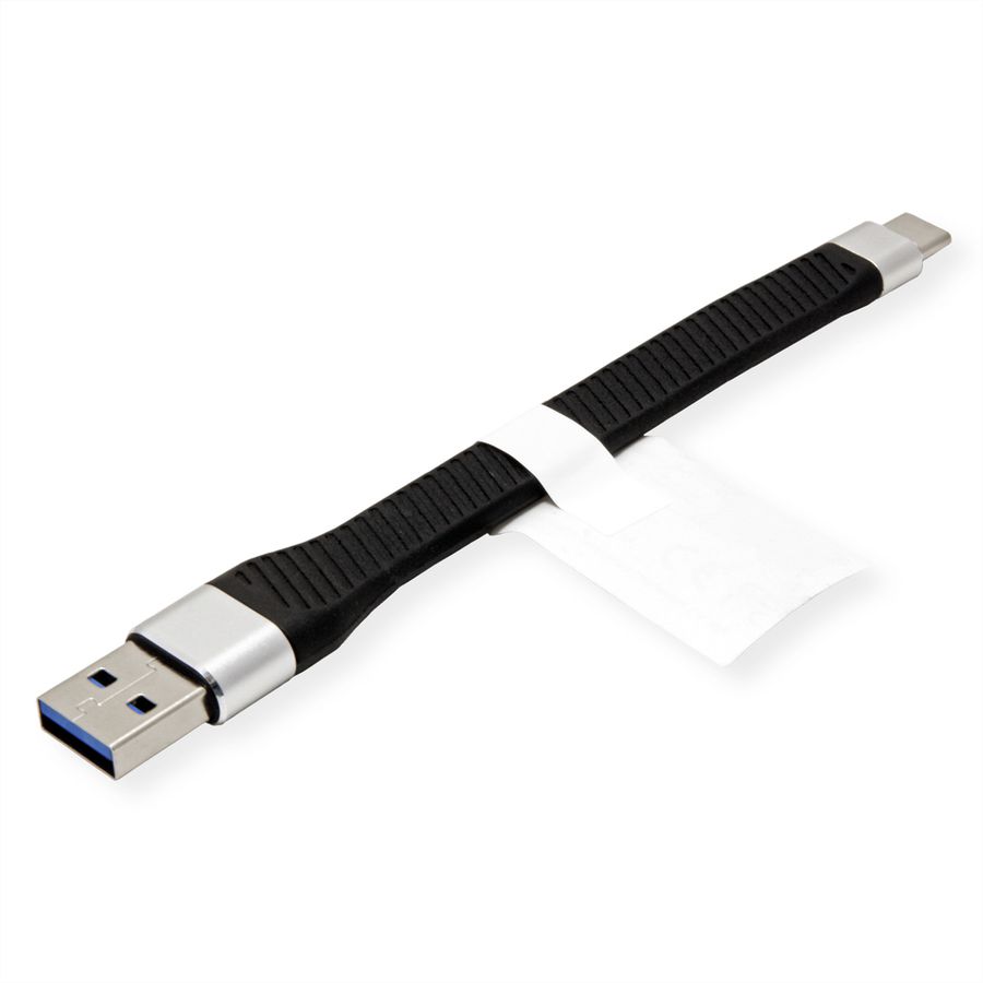 ROLINE USB 3.2 Gen 2 Silicone Cable, C-A, M/M, black, 11 cm